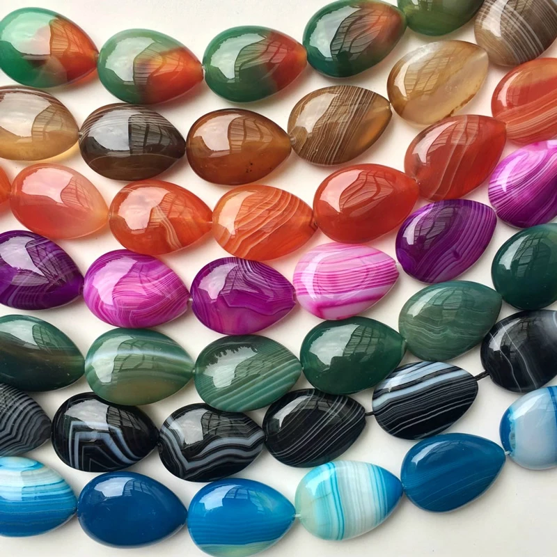 Water Drop Stone Loose Beads for Jewelry Making, A Variety of Color Agates, Fashion Earring and Necklace Making, 18x25mm