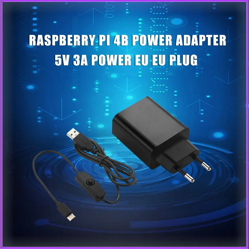 Raspberry Pi 4 B power adapter 5V 3A power supply EU US plug 1M switch USB cable power cord for Raspberry Pi 4 RPI170