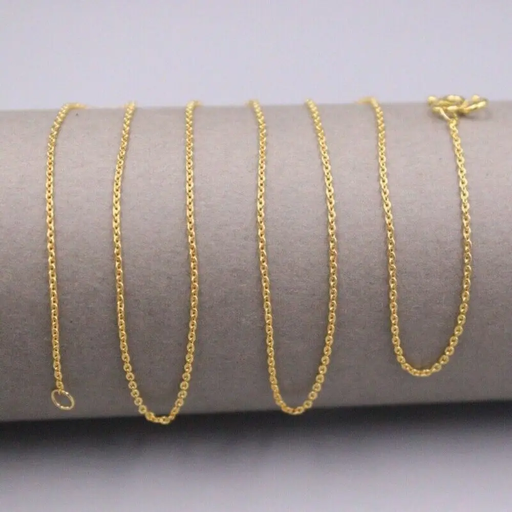 

Real Pure 999 24K Yellow Gold Chain Lucky 1mm Width O Link Necklace / 2.7g/ 18inch Women Gift