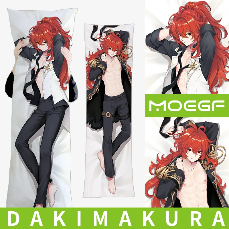 

Anime Genshin Impact Dakimakura Pillow Case Diluc Ragnvindr Hugging Body Pillowcase Cushion Cover