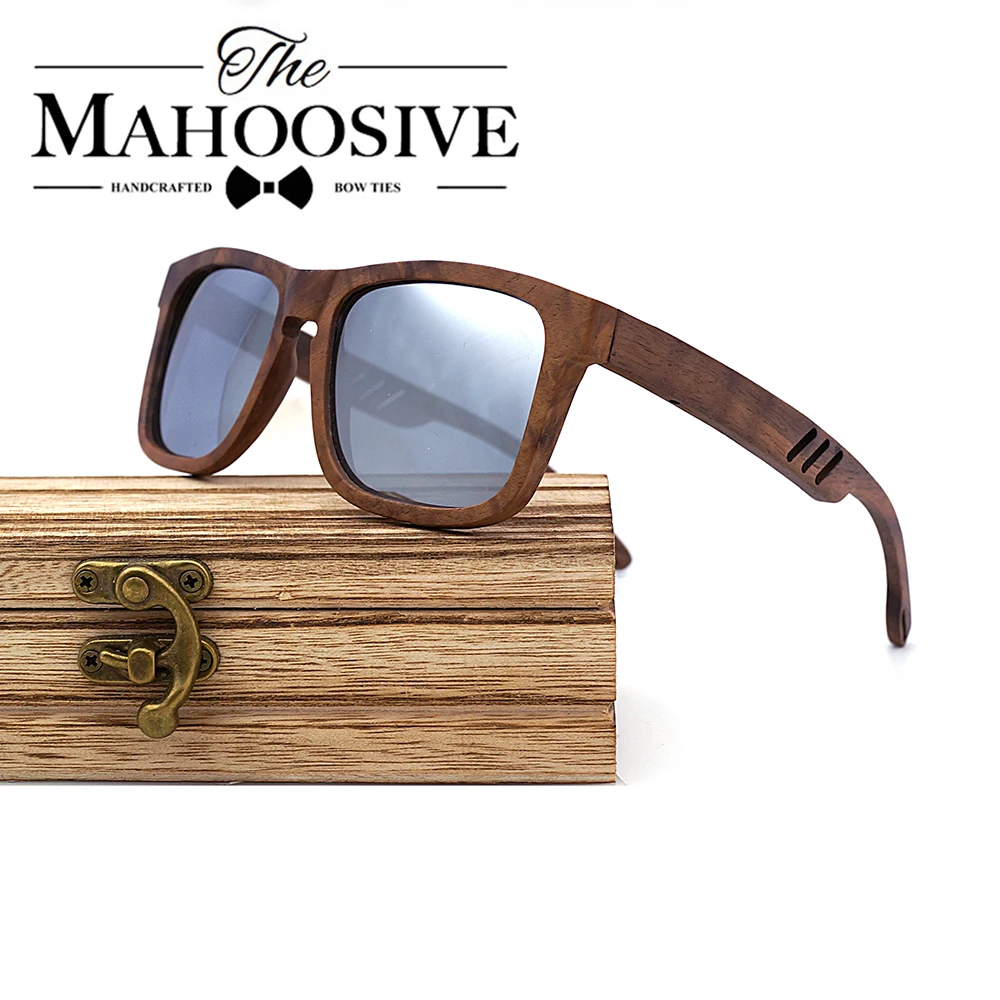 

Natural Wooden Sunglasses Men Polarized Fashion Sun Glasses Original Wood Oculos de sol masculino Walnut Polarized Silver lenses