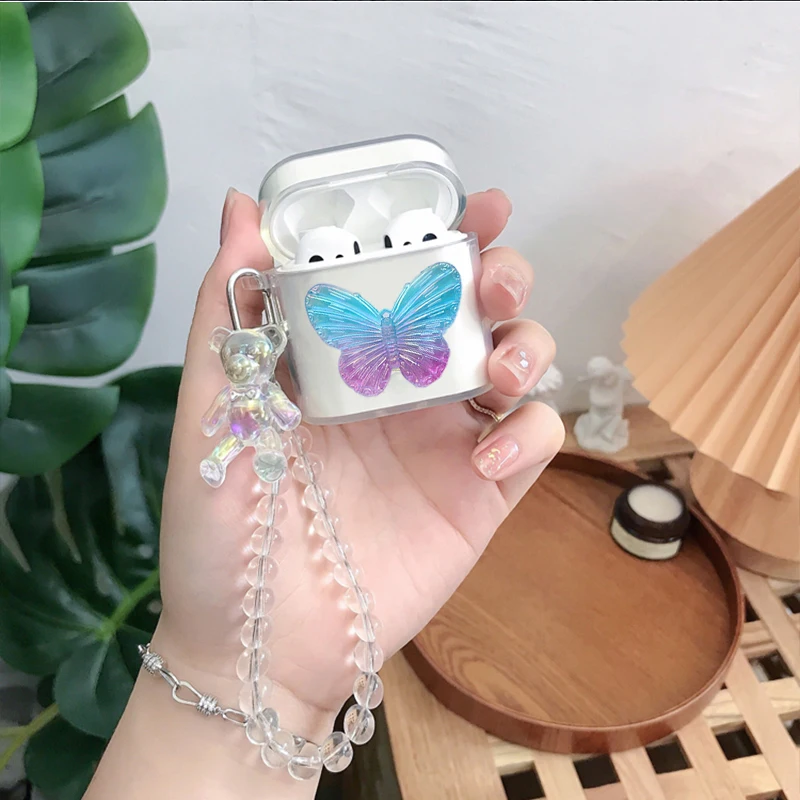 Mềm Mại Ốp Lưng Trong Suốt Xiaomi Air 2S/Không 2SE Ốp Lưng Dễ Thương Bướm Pha Lê Mặt Dây Tai Nghe Nhét Tai Dành Cho XiaomiAir2 ốp Lưng Bảo Vệ