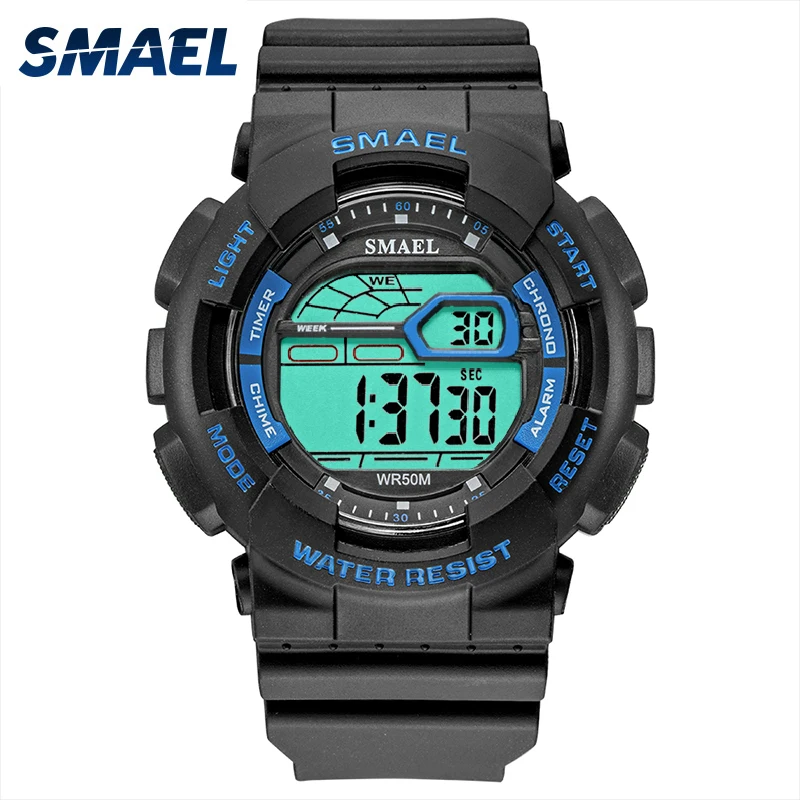 Digital Watches Sport Stopwatches SMAEL Military Watch Led Digital 50M Waterproof Clock For Male 1027D Watches Mens montre homme