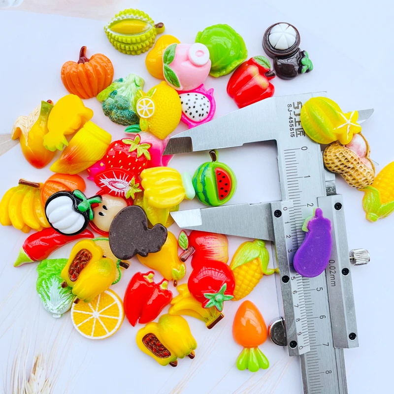 20 Pieces Of New Resin Cute Cartoon Fruit Series Flat Back Scrapbook DIY Embellishment Mobile Phone Shell Accessories 055