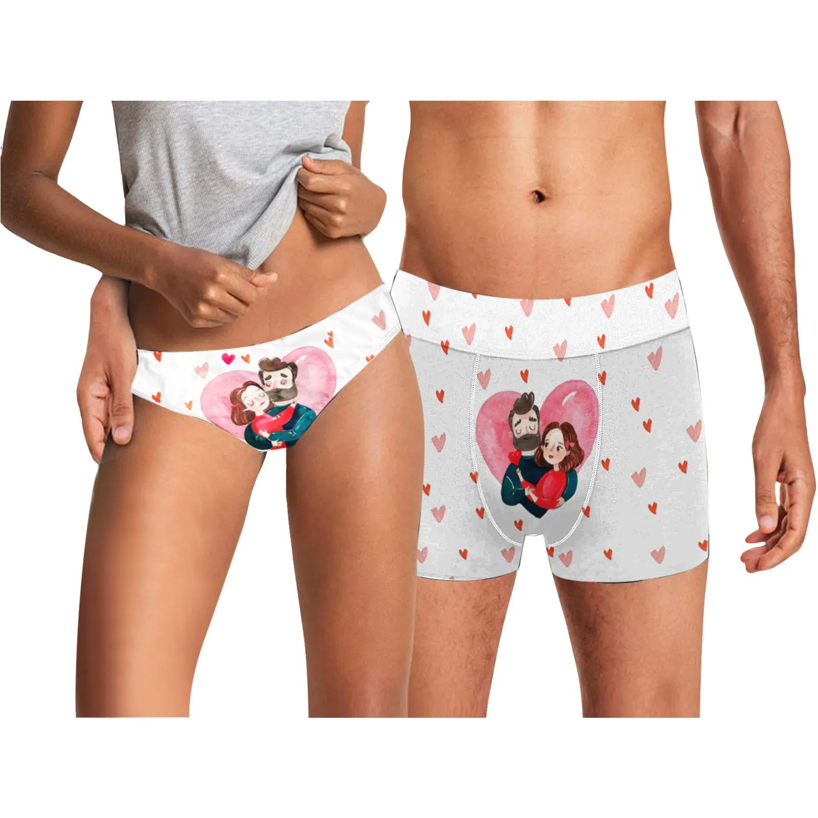 Couple Panties Set Cotton Underwear Men Boxer Shorts Women\'s Underpants Printed Underwear Lovers Underwear Cozy Lingerie Panty