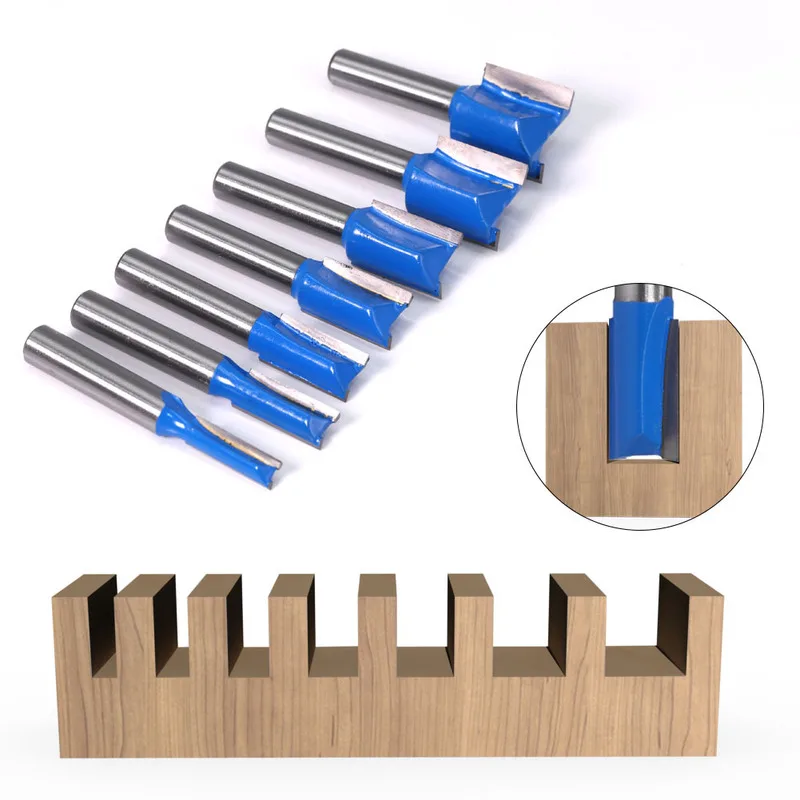 1PC 8mm Shank Slotted Straight Woodworking Router Bit Wood Cutter Cutting Diameter Carpenter Milling Cutter Woodworking Tool