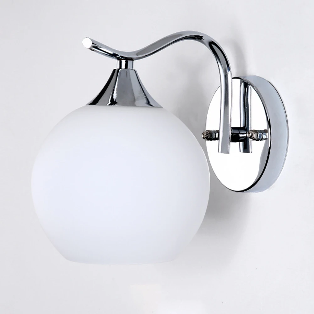 lampadas de parede de vidro led luzes do quarto moderno luxo bola de vidro branco luz da parede interior simples fresco lampada do corredor lampada de parede 01