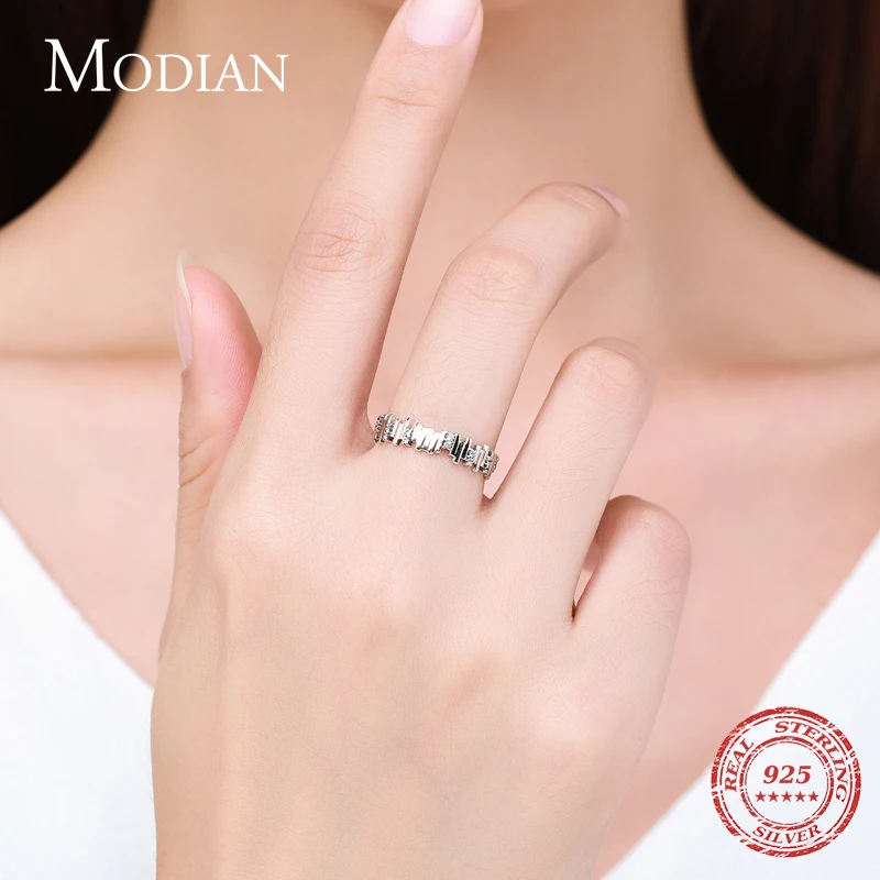 Modian Silver Rings Irregular Geometric Line Art Finger Rings for Women Genuine 925 Sterling Silver Fine Jewelry 2021 New Design