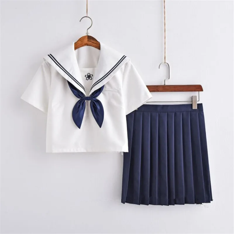 White School girl Uniform Japanese Class Navy Sailor School Uniforms Students Clothes For Girls Anime COS Sailor Navy Suit