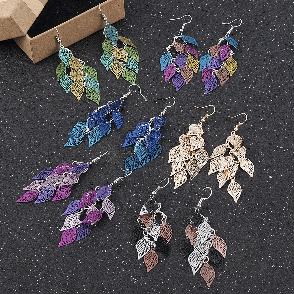Ethnic Style Drop Earrings Small Nine Leaf Accessories Leaves Earring Bohemian Jewelry Dangle Earrings Exaggerated Women Gift image 6