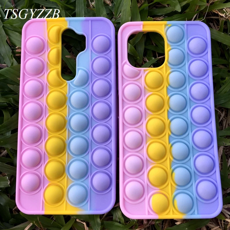 

Relieve Stress Silicone Soft Back Cover For Xiaomi Redmi Note 11S 10 S 9 8 Pro Case Cute Rainbow Bubbles Anti Stress Phone Case