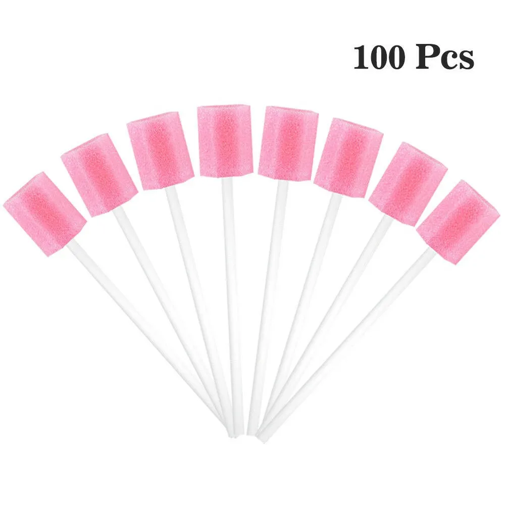 100pcs Disposable Oral Care Sponge Swab Tooth Cleaning Mouth Swabs With Stick Sponge Head Cleaning Cleaner Swab