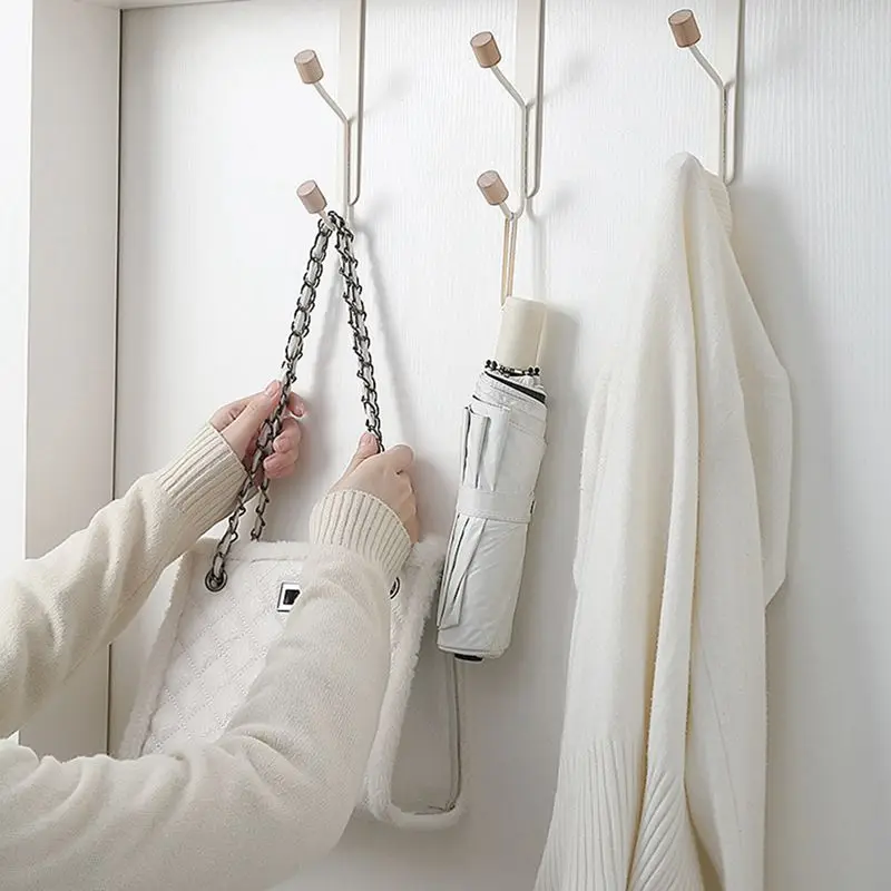 Bedroom Door Hooks Coat Hanger Clothes Hanging Rack Home Storage Organization Door Back Without Trace Purse Handbag Holder