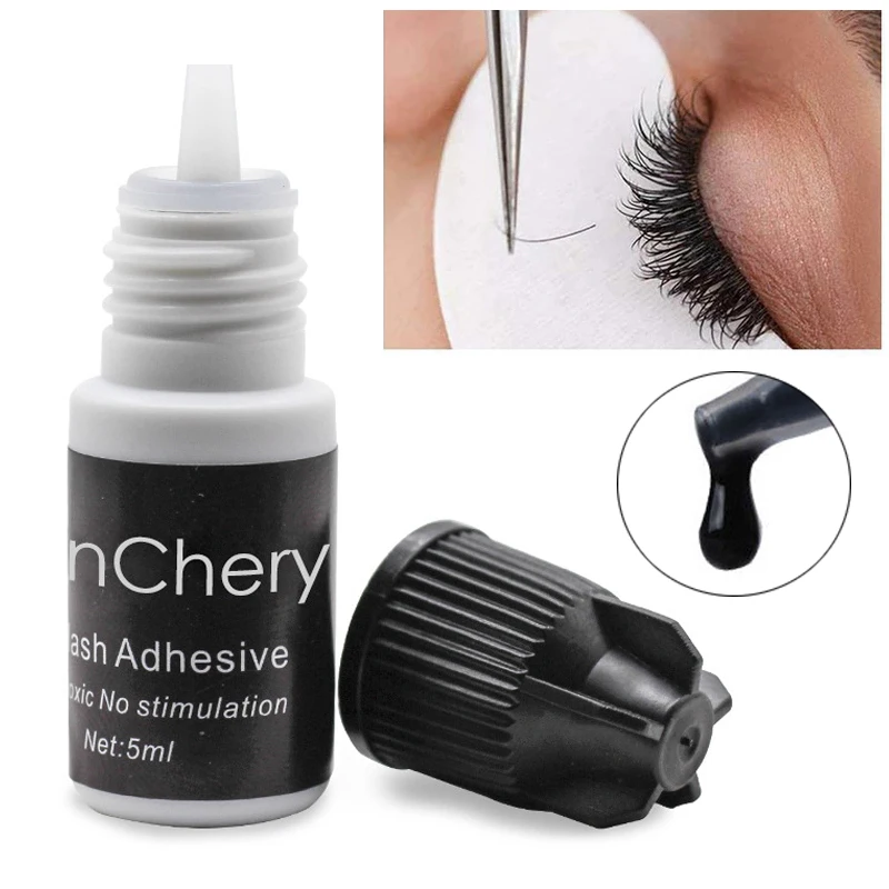 Eyelash Extension Glue Strong Black Waterproof Adhesive for Semi-Permanent Eyelash Extensions Quick Drying Powerful Faux Colle