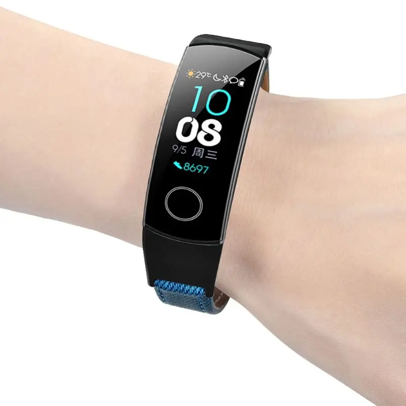 Denim Họa Tiết Chính Hãng Dây Da Dây Đeo Tay Thay Thế Cho Huawei Honor Ban Nhạc 5/4 Phụ Kiện Làm Vòng Tay
