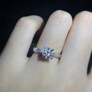 🌹925 Anéis de prata com zircão para mulheres, ouro branco 18k cheio, diamante redondo, banda de casamento, presente de joias, nunca desvanece com credenciais, 2ct 12 principais vendas branco diamante - №9