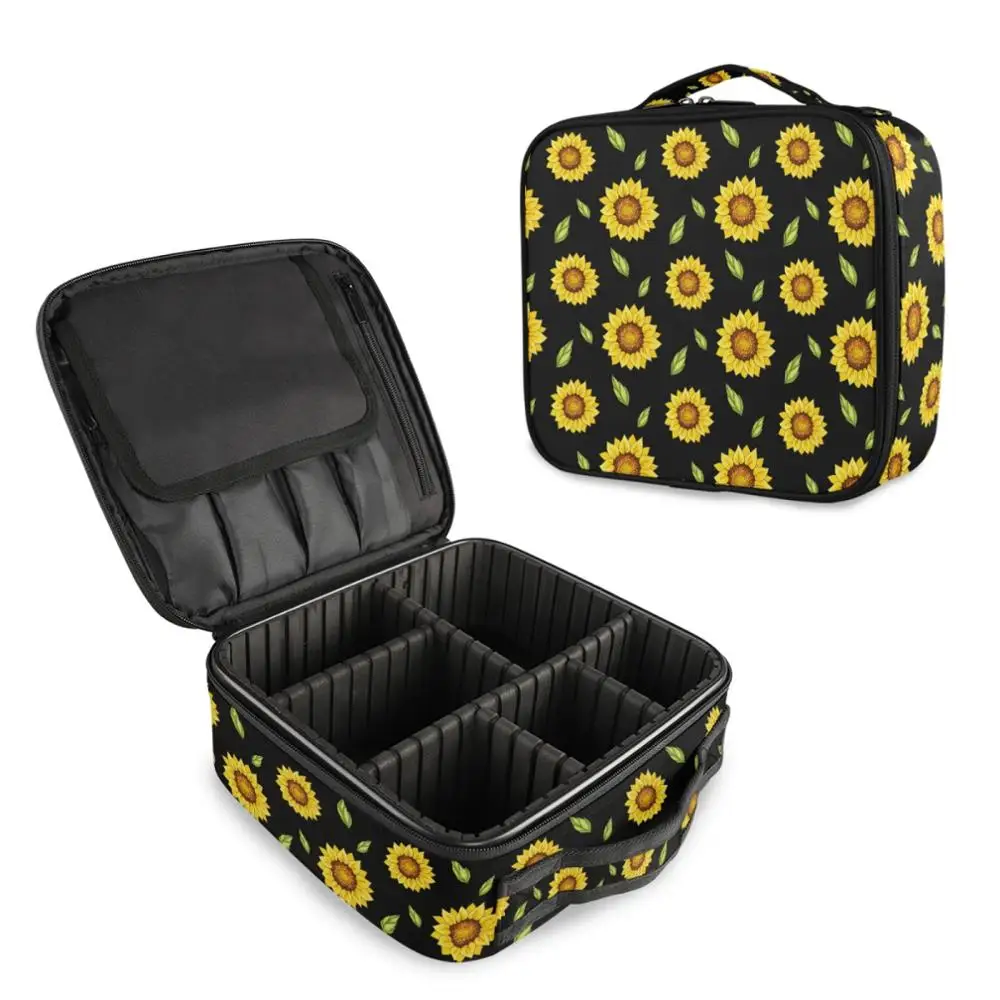 New Outdoor Girl Makeup Bag Sunflower Print Women Cosmetic Bag Women Toiletries Organizer Waterproof Female Storage Make Up Case