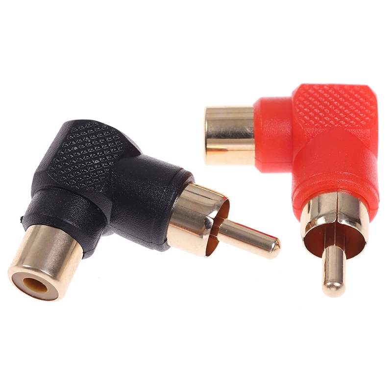 2Pcs 90 Degree RCA Right Angle Connector Plug Adapters Male To Female M/F 90 Degree Elbow Audio Adapter