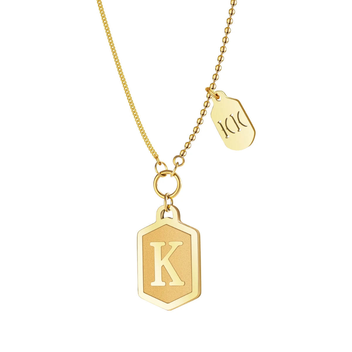 

Gold Plated Europe And America Trendy Stainless Steel Necklace For Women Personality K Letter Pendant Ins Fashion Party Jewelry