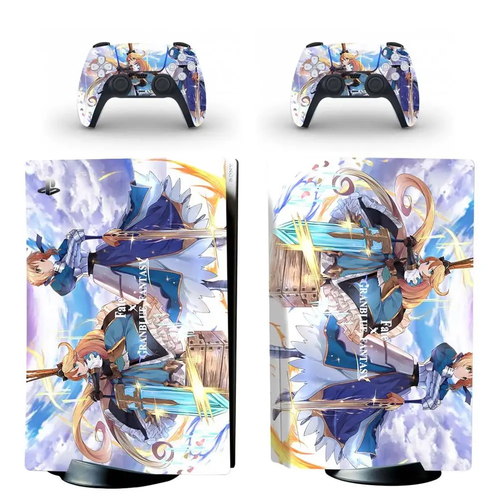 Sarung Stiker Kulit Edisi Cakram Standar Fate Saber PS5 untuk Konsol PlayStation 5 & Pengendali PS5 Stiker Vinil Kulit