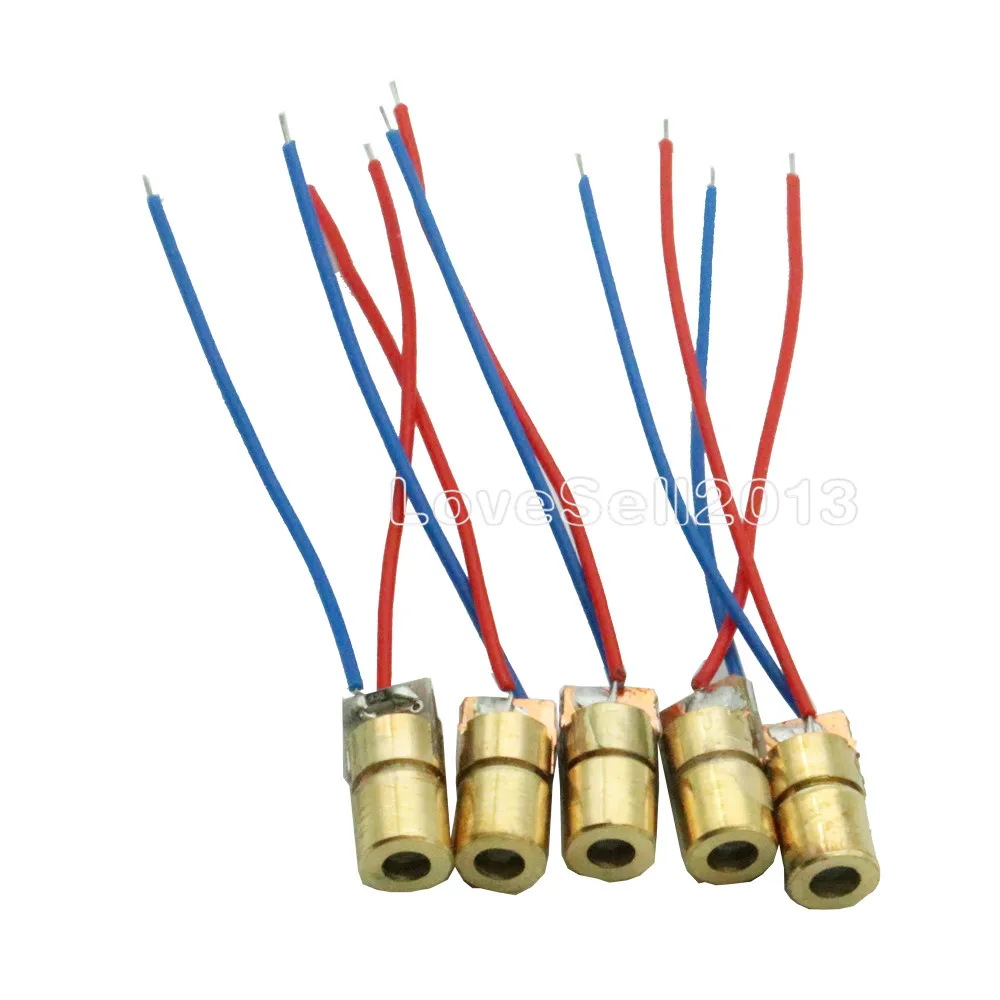 5pcs laser diode 650nm 6mm 5V 5mW Adjustable Laser Dot Diode Module Red Copper Head 3v