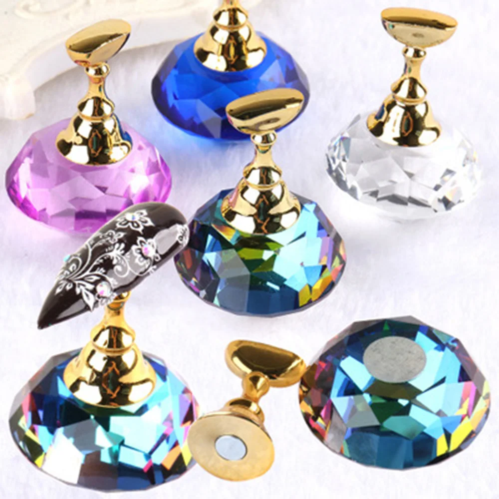 

New False Nails Magnetic Tips Display Stand Acrylic Crystal Base Nail Art Showing Design Practice Chess Board DIY Manicure Tools