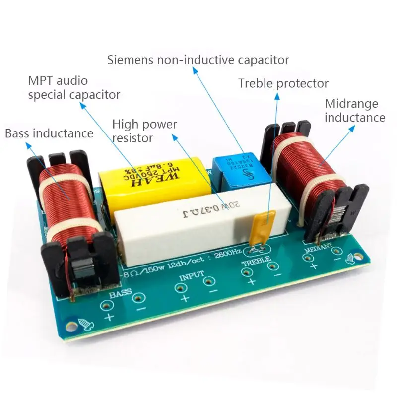 WEAH-338 3 Way 120W Speaker Audio Frequency Divider Loudspeaker Crossover Filter