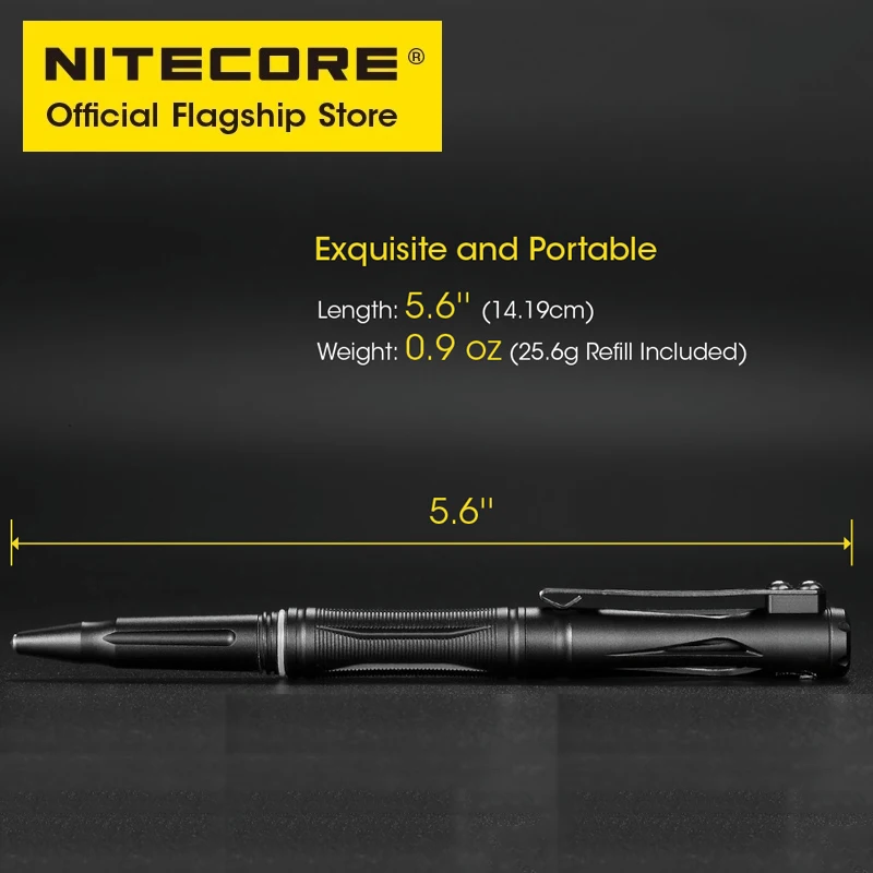 NITECORE-Bolígrafo táctico EDC portátil multifuncional de aleación de aluminio NTP21 para escritura de rotura de vidrio de emergencia,