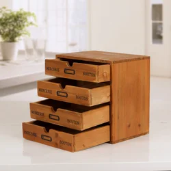 Wooden Box Storage Wooden Drawer Chest of Drawers Cosmetic Jewelry Organizer Office Home Decor Desktop Storage Box  WF