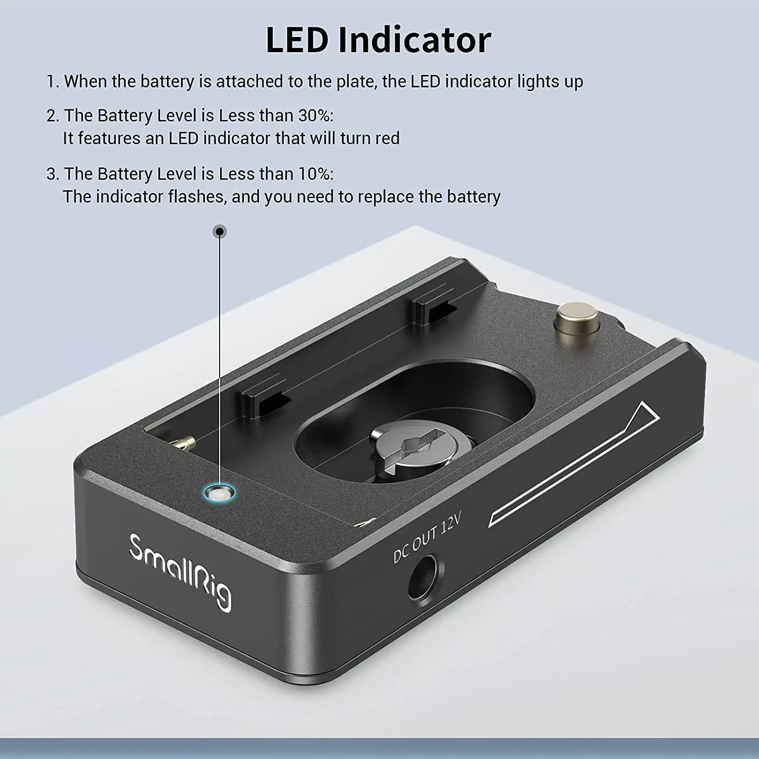 Smallrig drive drive placa para adaptador de bateria lite, mini bateria para sony produto com 12v/7.4v porta de saída, led indicador de bateria