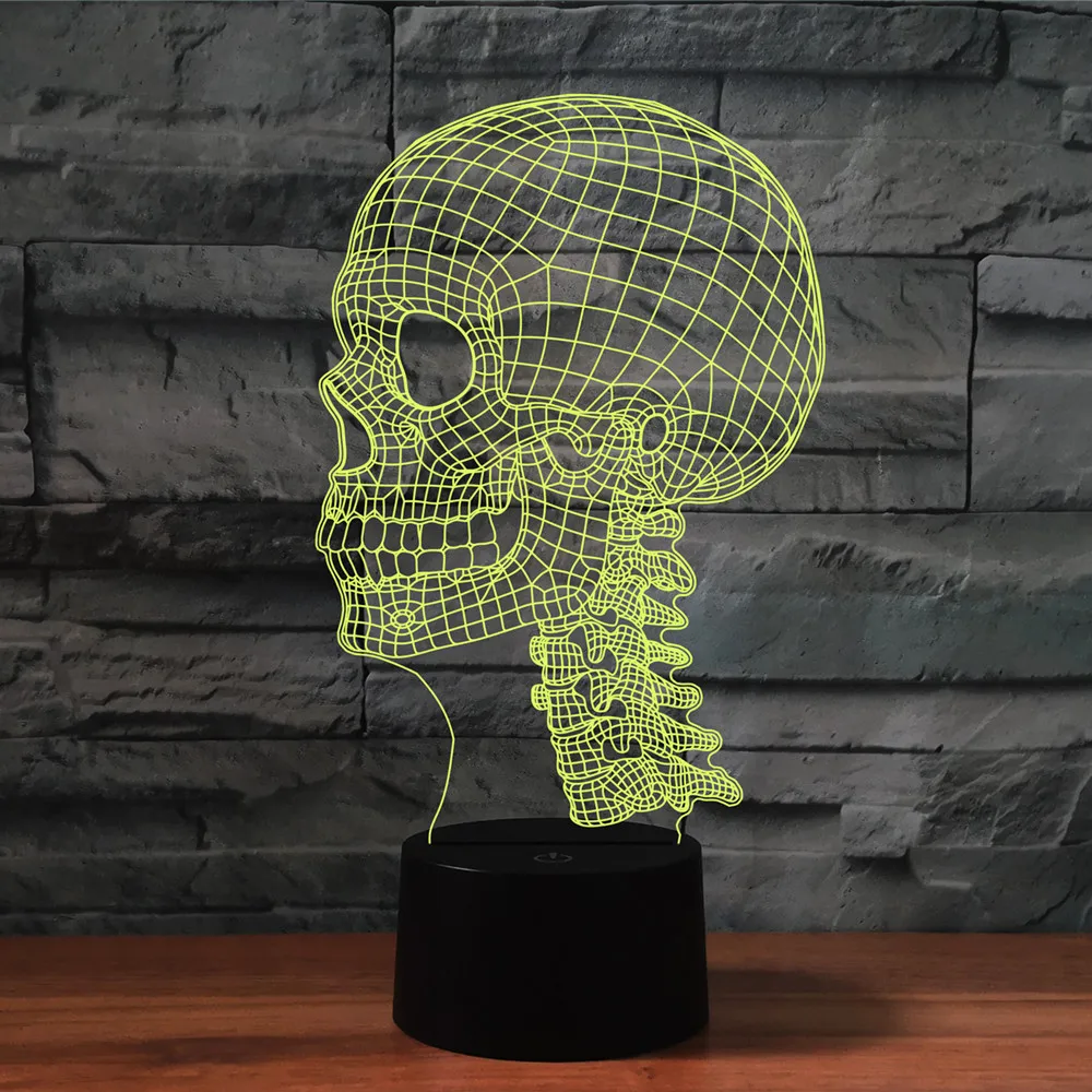 3D Lamp Colorful Skull Acrylic Touch Illusion Night Light Remote Control Led Table Lamp 16 Color Change Birthday Christmas Gifts