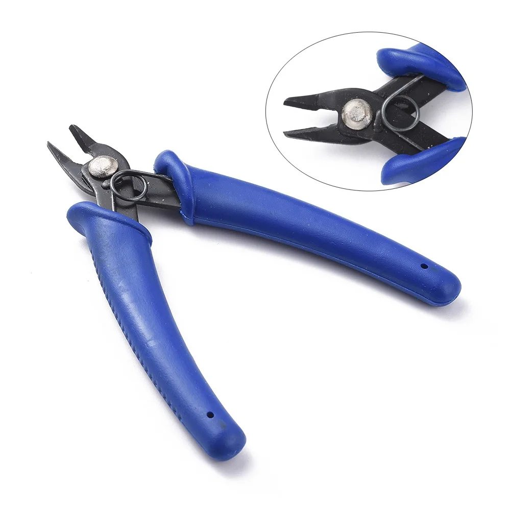 

High Carbon Steel Jewelry Pliers DIY Handmade Jewelry Making Tool Handheld Cutting Pliers with Blue Handle