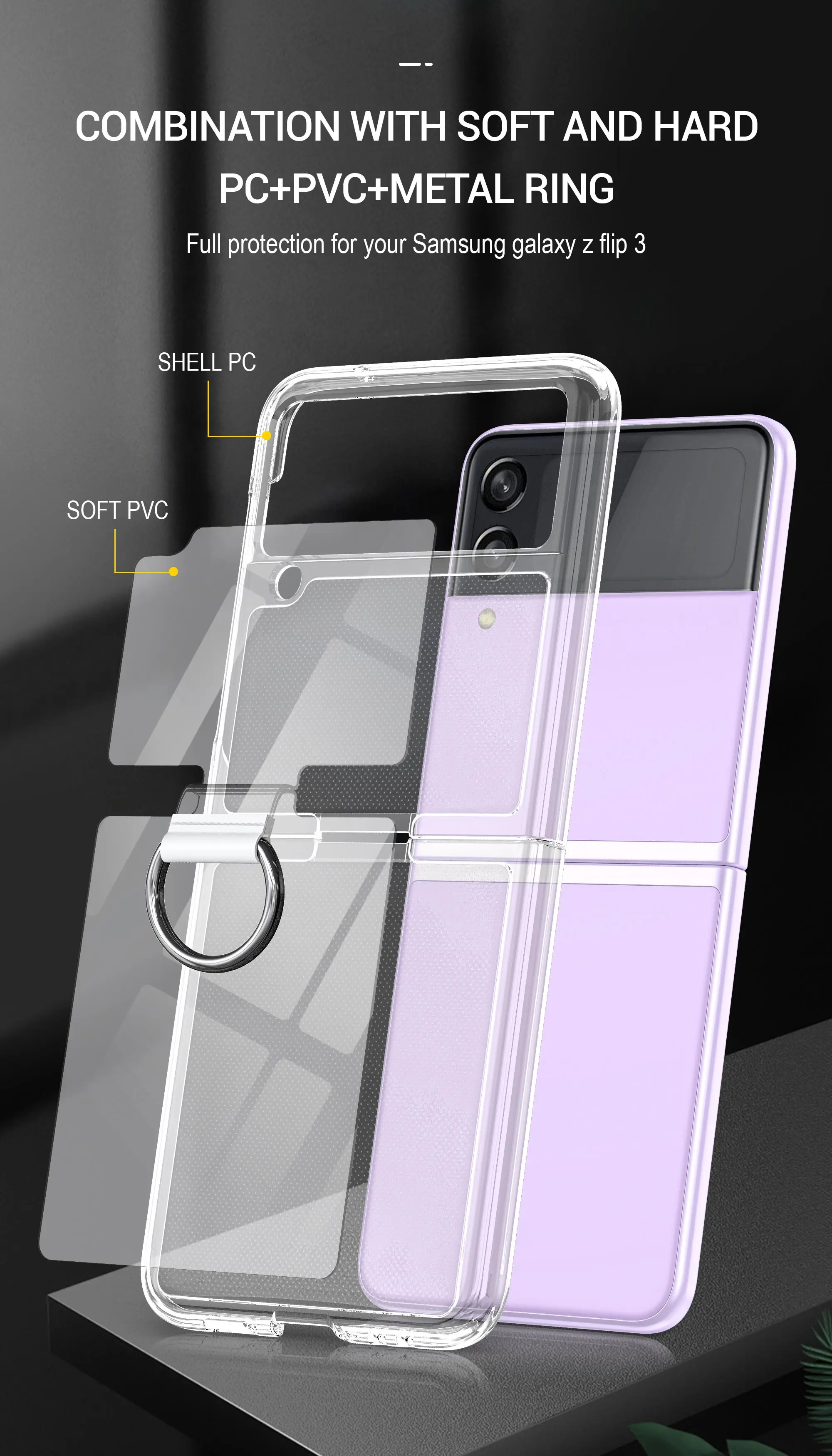 Ultra-thin Case For Samsung Galaxy Z Flip 3 5G Case Hard Back Cover for Samsung Z Flip3 ZFlip3 Protector With Hang Ring Shell