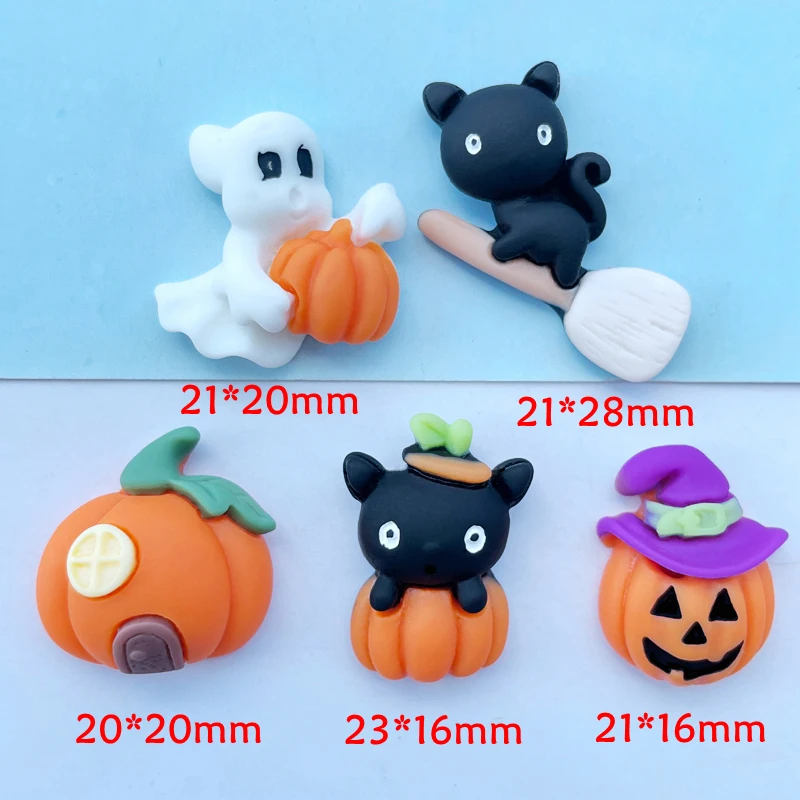 10 Pcs New Cute Resin Halloween Pumpkin Head Flat Back Cabochon Scrapbooking Hair Bow DIY Wedding Party Accessories A31