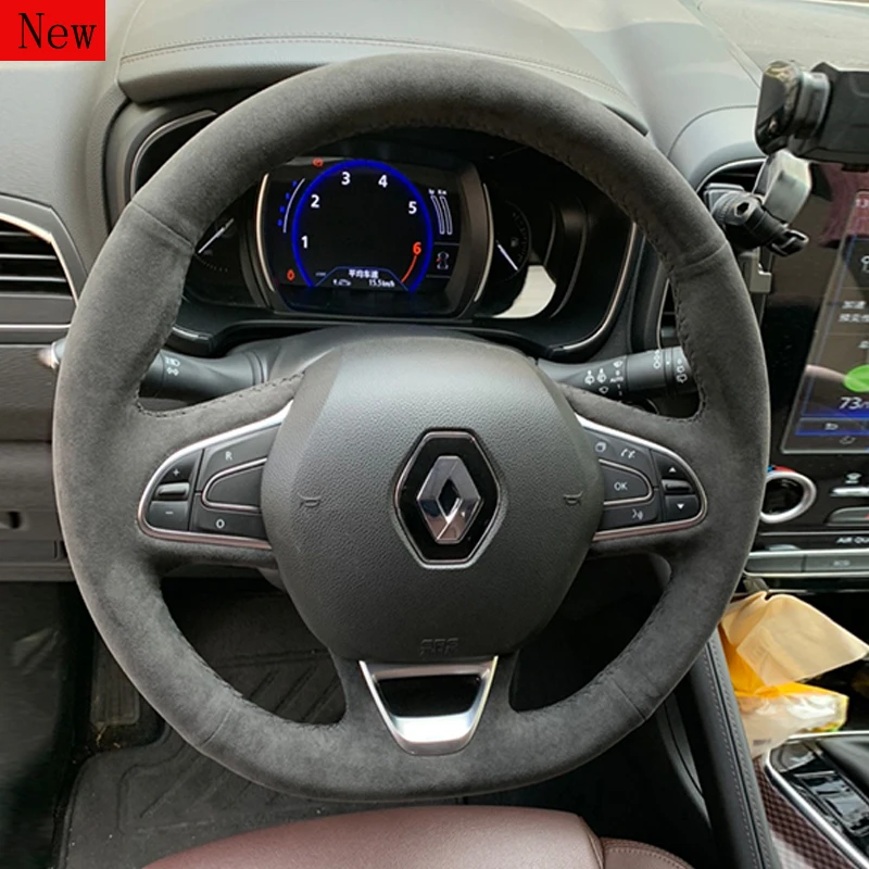 

DIY Suede Hand-stitched Car Steering Wheel Cove for Renault Old Clio 2013/14/15/16/17/18 Car Accessories