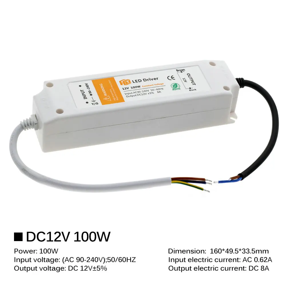 LED Lighting Transformers DC12V 18W 36W 72W 100W LED Driver Power Adapter For LED Strip 12V Power Supply