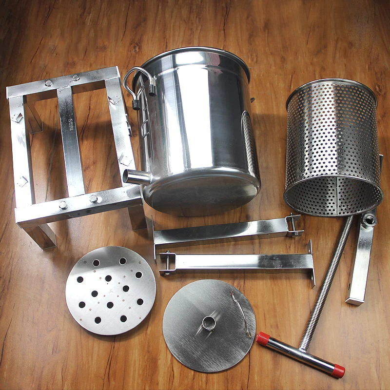 Máquina de prensado Manual de cera de acero inoxidable, 10L, completamente cerrada, prensadora de miel de parafina, máquina de encerado, laminadora de miel