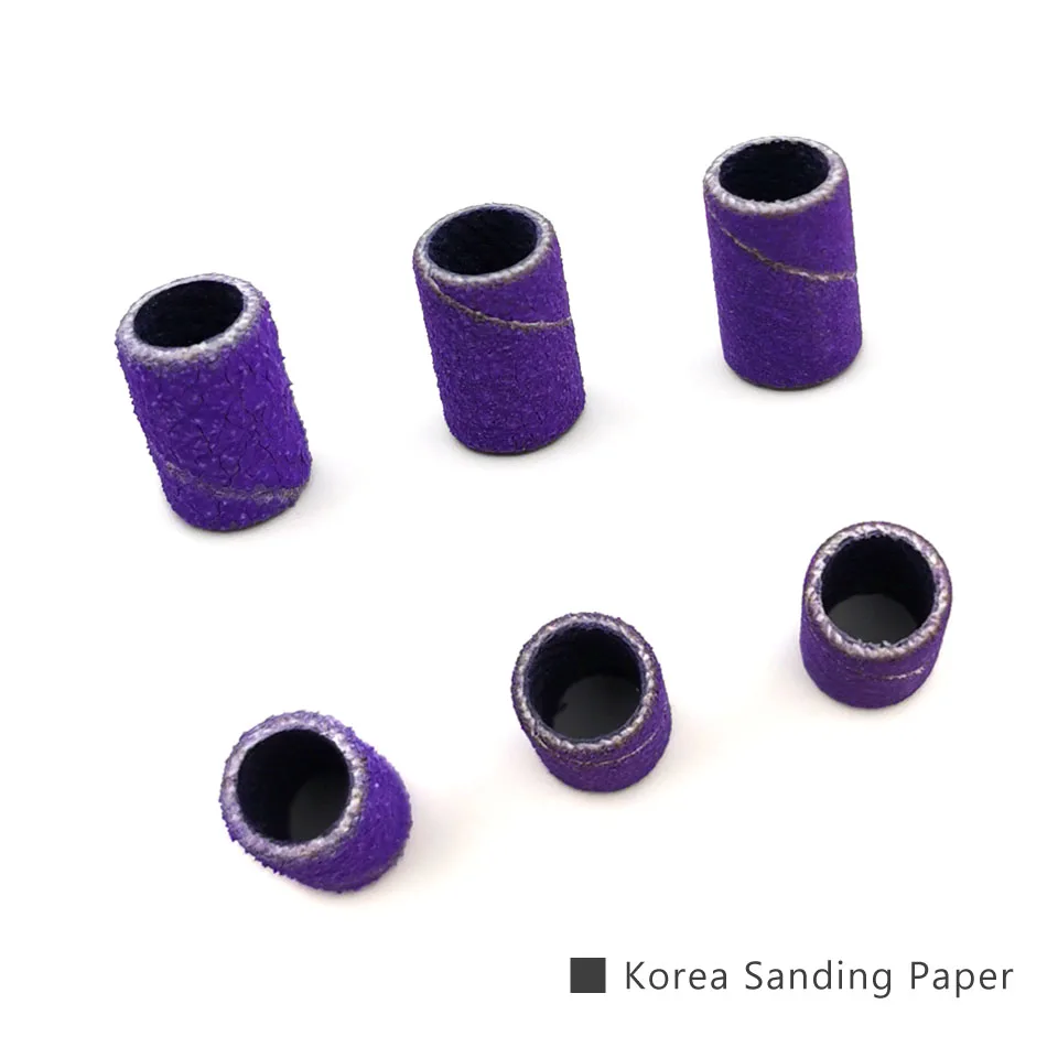 HYTOOS 100pcs/Bag Purple Sanding Bands Without Rubber Mandrel Nail Drill Bit Accessories Gel Removal Nails Care Polishing Tool