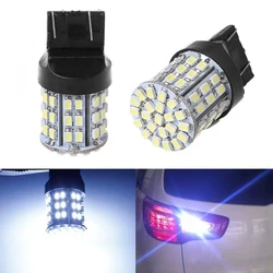 2pcs T20 LED Car Brake Lights W21W 7440 1206 64SMD LED White 7440 3156 3157 Auto Reserve Backup Light Lamp Bulb 12V