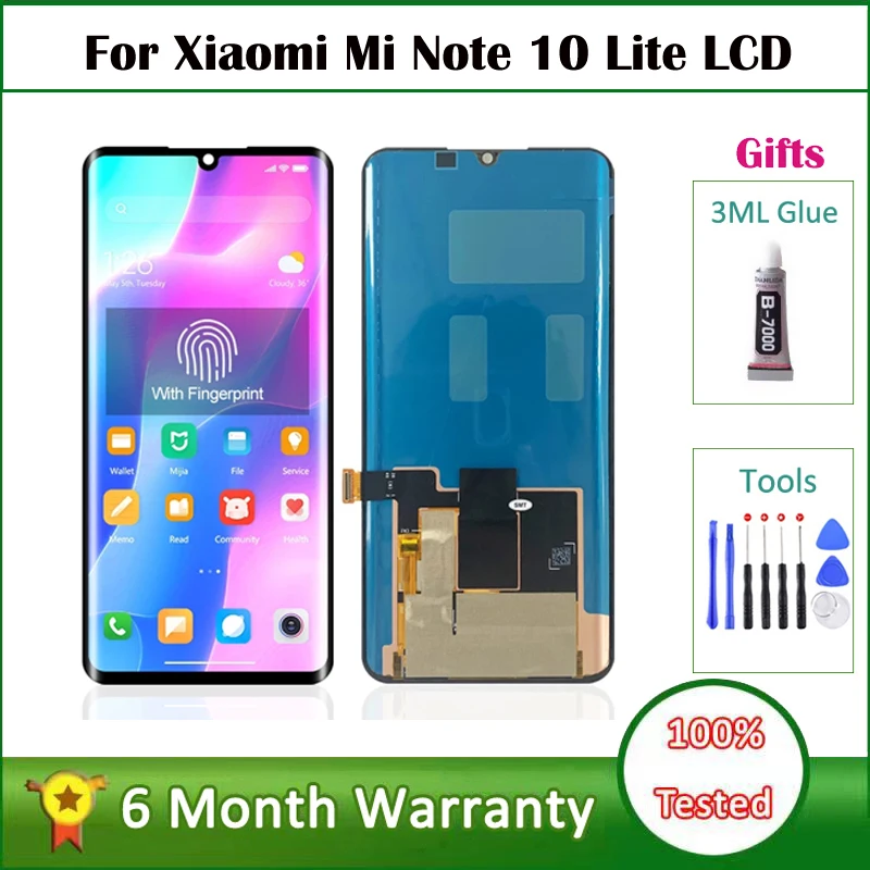 6.47inch Screen For Xiaomi Mi Note 10 Lite LCD Display Screen Touch Digitizer Panel Accessories For Xiaomi Mi Note 10lite LCD