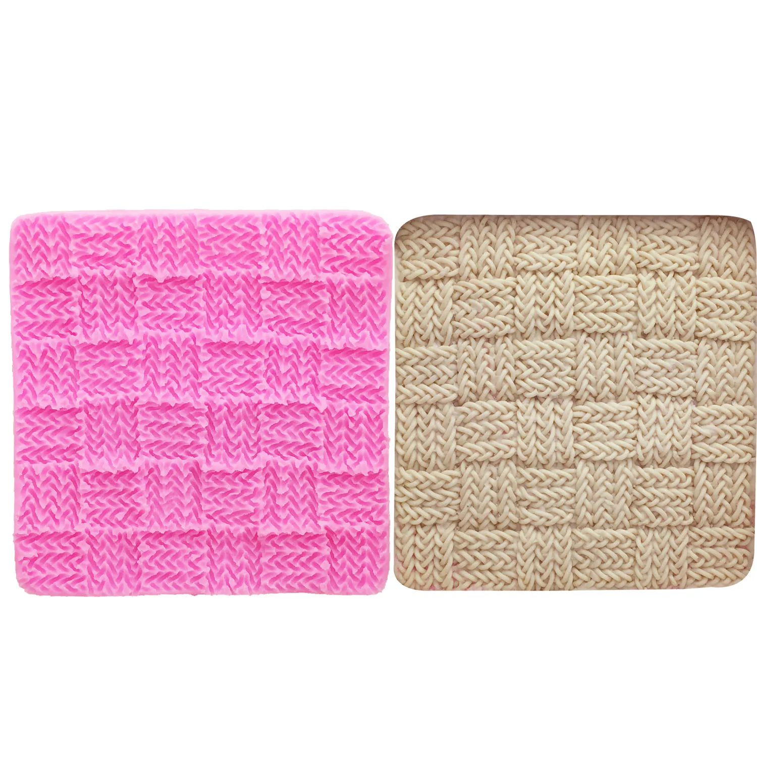 Sweater Fabric Knitting Texture Fondant Silicone Molds Knit Printing Pad Texture Template Cake Decorating Kitchen Baking Tools