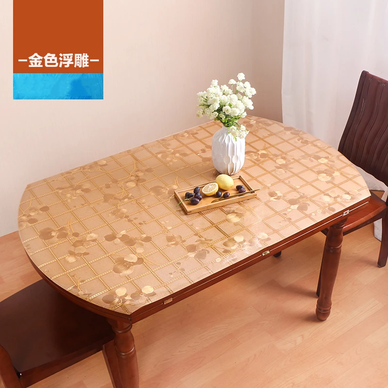 New Arrive Golden Relief Series PVC Table Cloth Kitchen Table Cover Tarpaulin Soft Glass Table Cover Table Mat Free Shipping