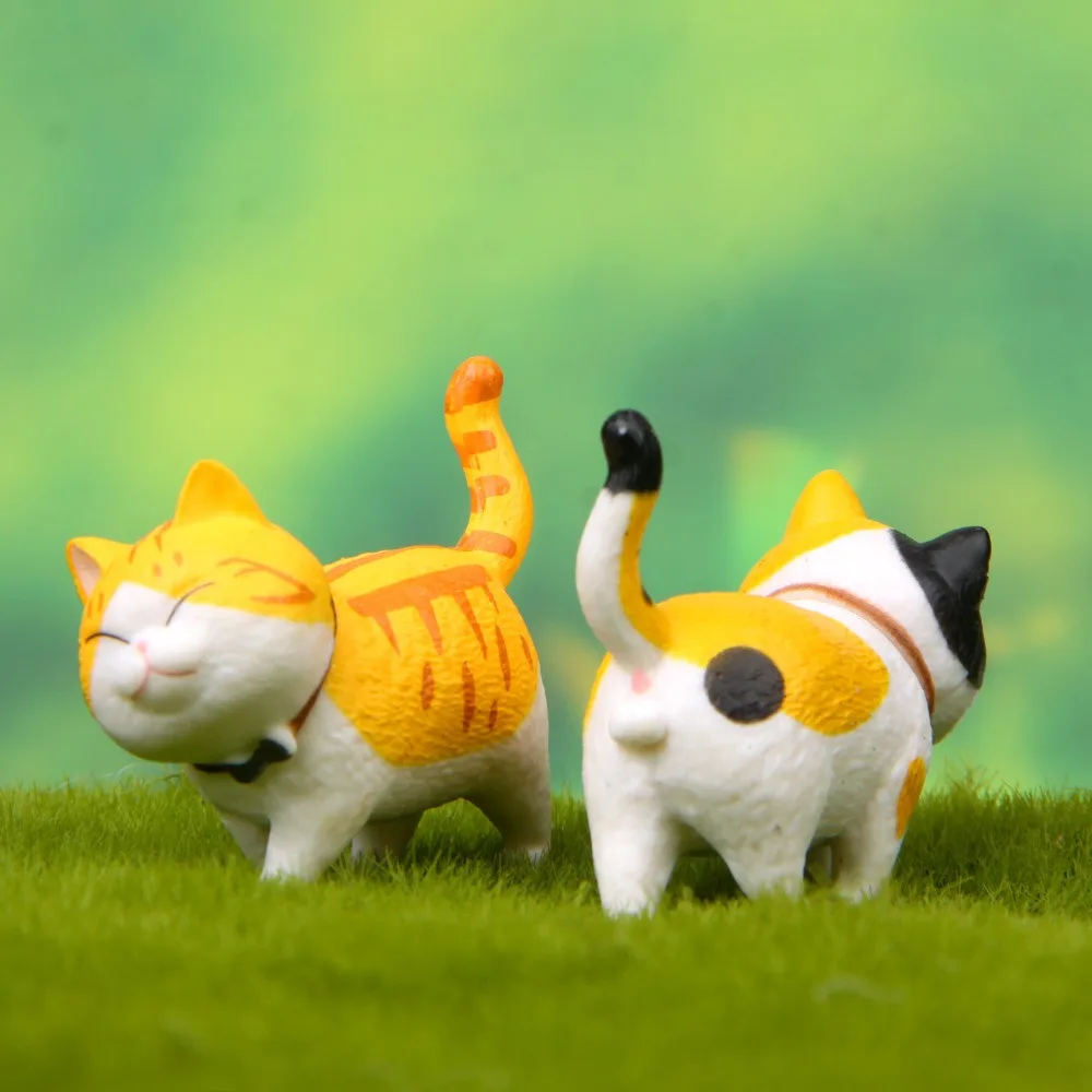 Serie de gatos bonitos, adornos para decoración del hogar, Mini artesanía de animales divertidos, estatuilla de paisaje, maceta de jardín en