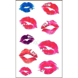 Waterproof Temporary Tattoo Sticker sexy blue red lips tattoo kiss tatto stickers flash tatoo fake tattoos for girls women