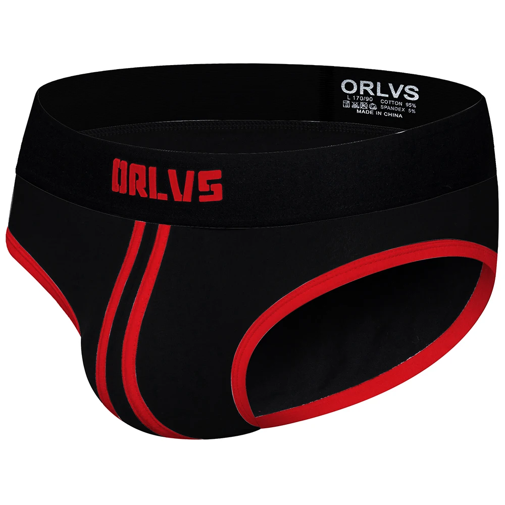 ORLVS Men\'s  Briefs Underwear Men Sexy Jockstrap Pouch Cuecas Man Cotton Panties Thongs Mesh Underpants Gay Slip Homme Srting