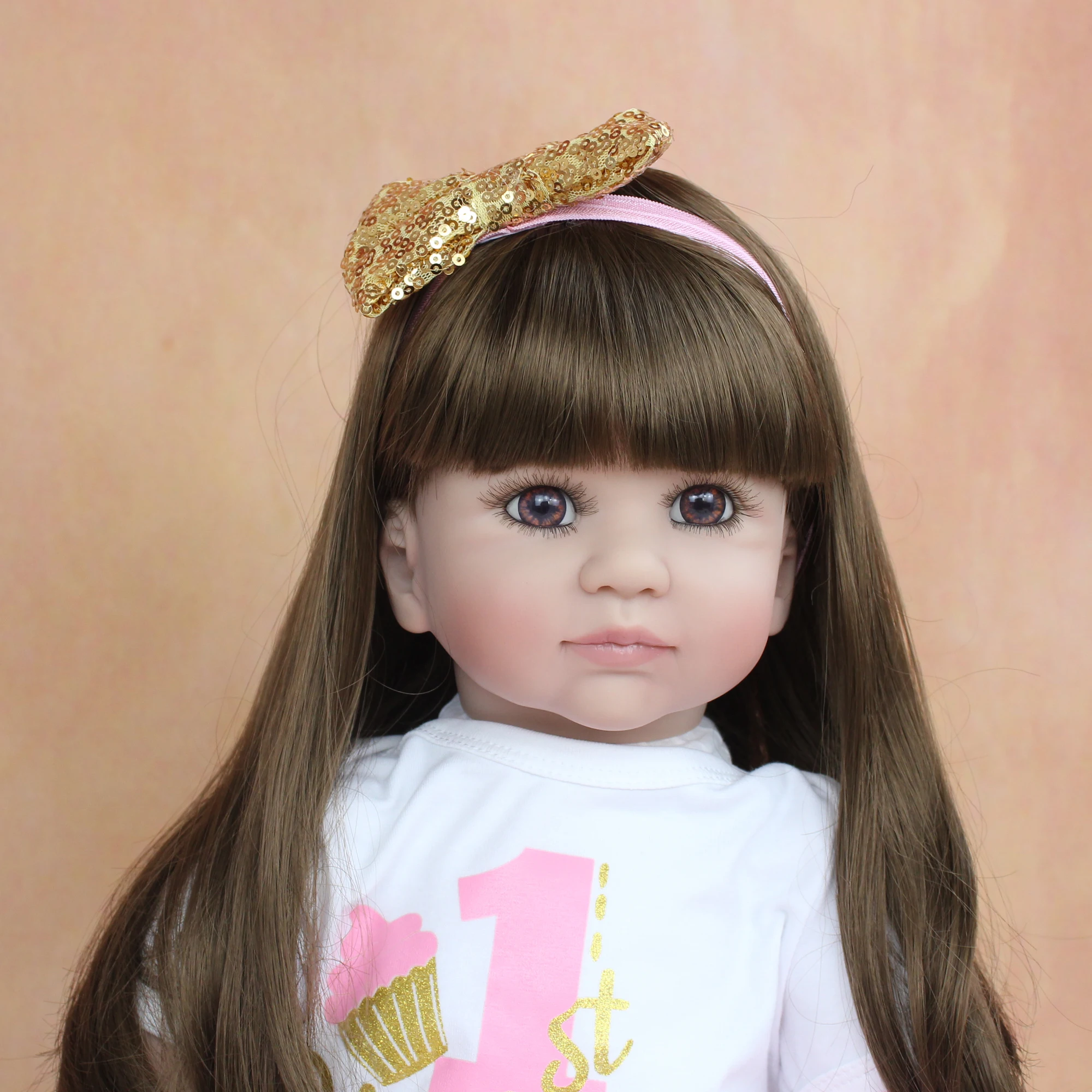 BZDOLL, muñeca Reborn de silicona suave de 60cm para niña, cuerpo de tela, vestido de princesa, encantador regalo de cumpleaños, juguete para jugar a las casitas