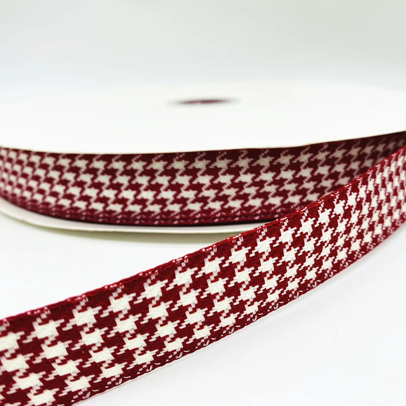 10/15/25/38mm Houndstooth Plaid Ribbon Christmas Decor Ribbon For Handmade Design Christmas Decoration DIY Gift Wrapping