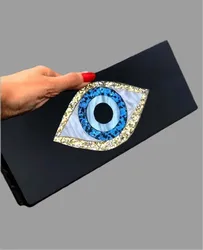 solid black pearl white 25 cm X 10 cm long size acrylic box clutches bags handbag women brand evil eye cartoon evileye party bag