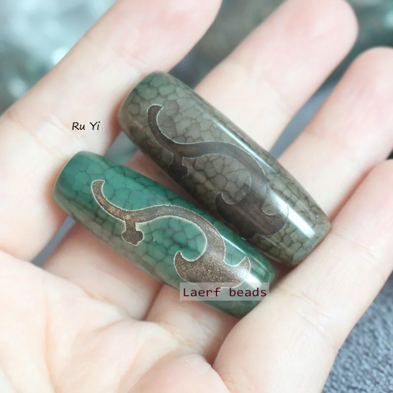 1Pcs , Around 13-15X38-40 mm Green Grey Tibet Dzi agates Beads ,For DIYJewelry making! Mixed wholesale for all items !
