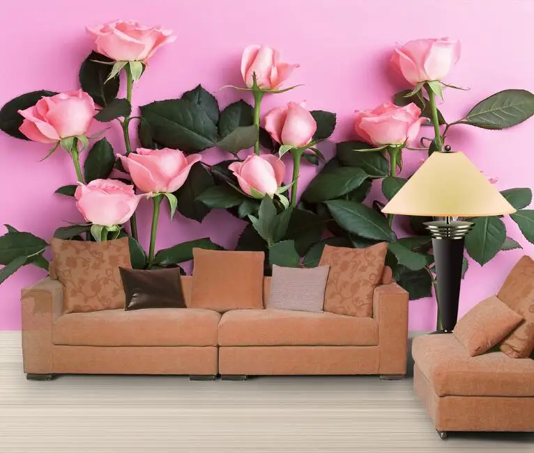 

Bacal 3D Wallpaper Modern Simple TV Backdrop Pink Rose Living Room Bedroom Background mural photo wallpaper for walls 3 d